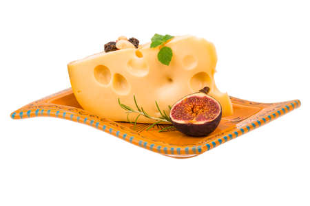 Maasdam cheese with fig and herbs