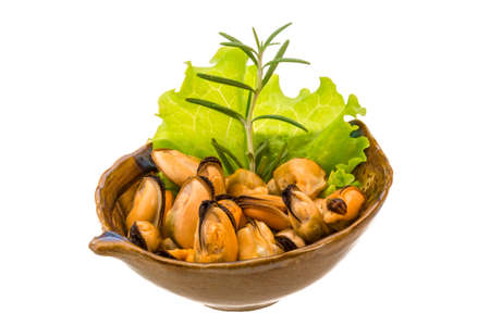 Marinated mussels with rosemaryの写真素材