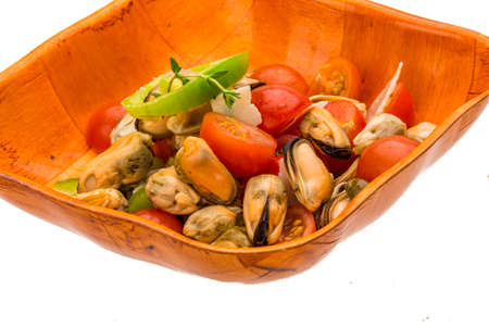Mussells salad with tomato and cheeseの写真素材