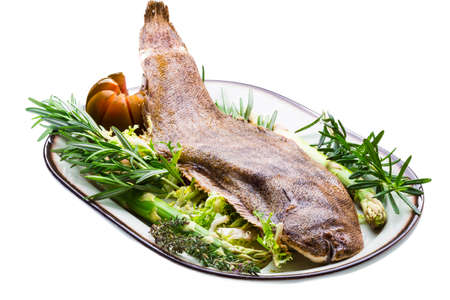 Fish Dover sole roasted