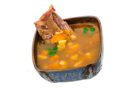 Pea soup with dried porkの写真素材