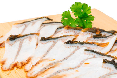 Sliced eel sashimi