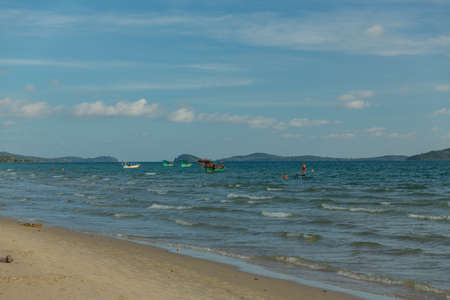 Sunset beach in Sihanoukvilee Cambodiaの写真素材