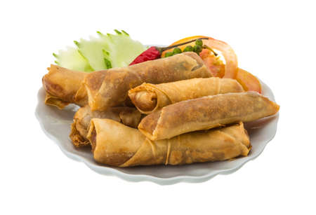 Spring rolls with salad and vegetables