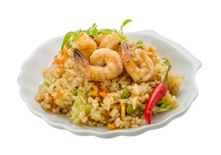 Fried rice with shrimps - asian foodの写真素材