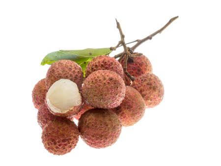 Asian fruit lychee heap isolatedの写真素材