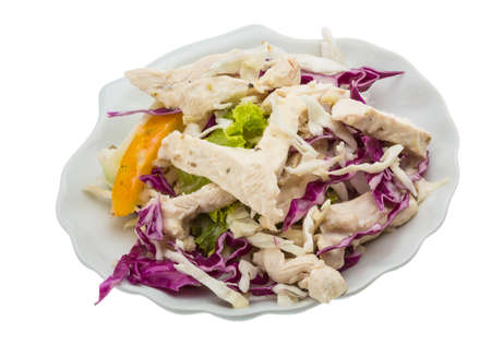 Hot Chicken salad with cabbageの写真素材
