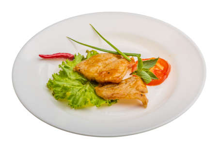 Baracuda steak with sauce and saladの写真素材
