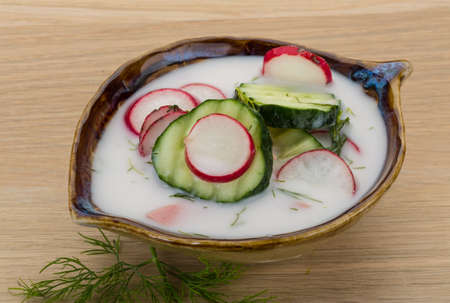 Traditional Russian cold soup - Okroshkaの写真素材