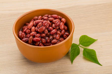 Red beans from can with leafの写真素材