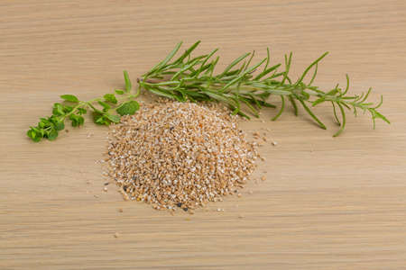 Raw Crusted Pearl Barley with herbsの写真素材