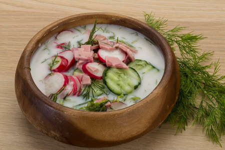 Traditional Russian cold soup - Okroshkaの写真素材