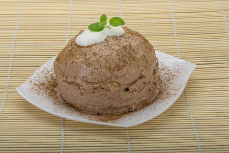 Homemade cake with mint and chocolate cream