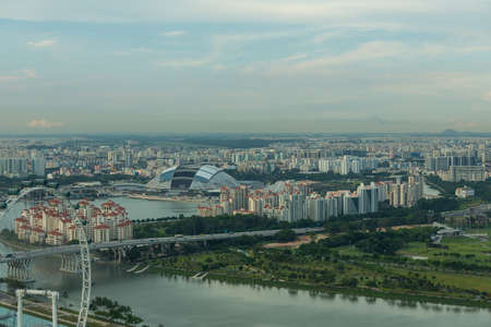 View of Singapore city skyline at sunsetのeditorial素材