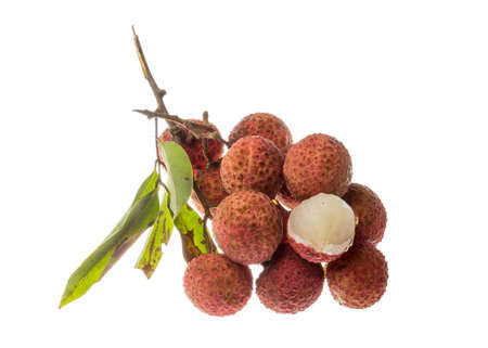 Asian fruit lychee heap isolatedの写真素材