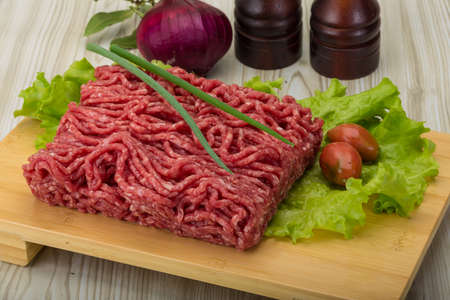 Raw minced beef with onion - ready for cooking
