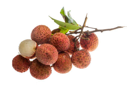 Asian fruit lychee heap isolatedの写真素材