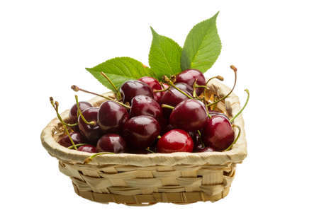 Gean - sweet cherry berries isolated on whiteの写真素材