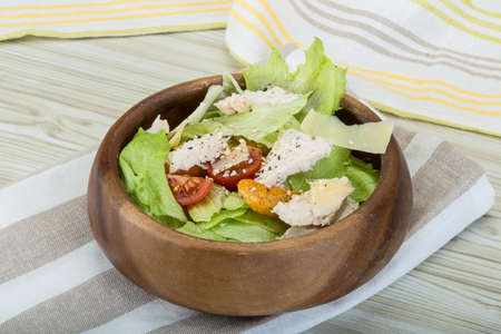 Caesar salad with chicken and iceberg saladの写真素材