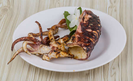 Grilled cuttlefish with spices in the bowl