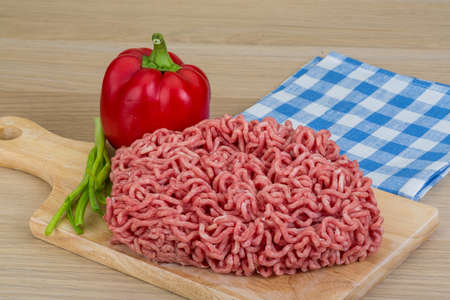 Minced meat from pork and beef with pepperの写真素材