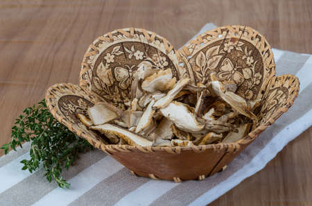 Asian Dry shiitake mushroom in the bowlの写真素材