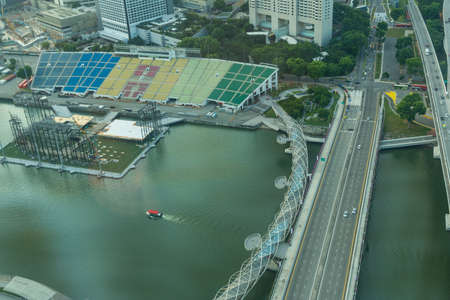 View of Singapore city skyline at sunsetのeditorial素材