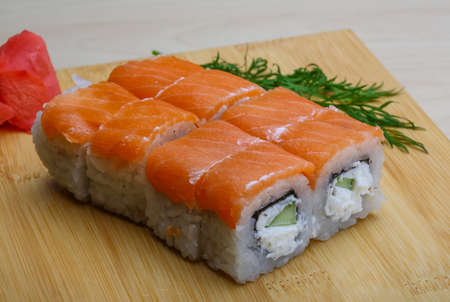 Philadelphia roll - japan cousine with ginger and vasabiの写真素材