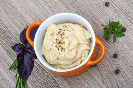 Traditional arabic cusine - hummus with herbs, olive oil and spices