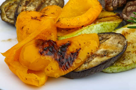 Grilled Veal steak with rosemary and vegetablesの写真素材