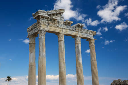 Apollo temple in Side ancient ruins Turkeyの写真素材