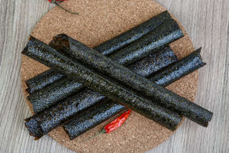 Japan traditional cuisime - Seaweed nori rolls snack chipsの写真素材