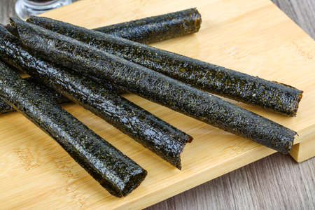 Japan traditional cuisime - Seaweed nori rolls snack chipsの写真素材