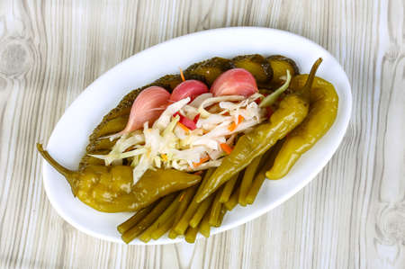 Pickled vegetables snack - traditional caucasian appetiserの写真素材