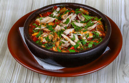 Georgian cuisine - Chahohbili - chicken with vegetables and spicesの写真素材