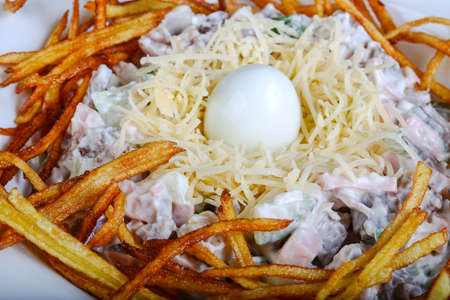 Russian salad - socket stile with quail egg