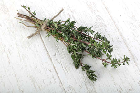 Green Thyme heap on the wood background