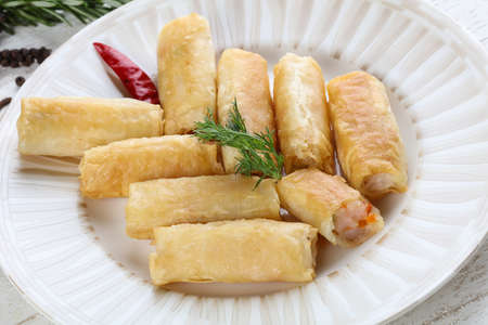Spring rolls with shrimps and vegetablesの写真素材