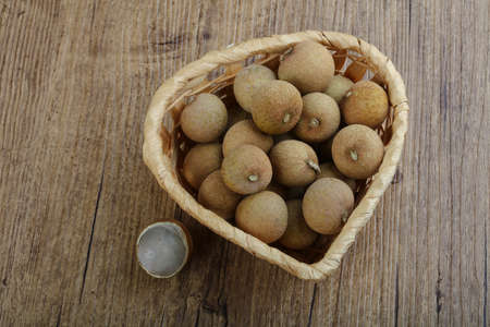 Tropical fruit Longan in the basketの写真素材