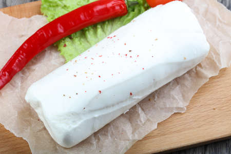 Mozzarella cheese with salad leaves and pepperの写真素材