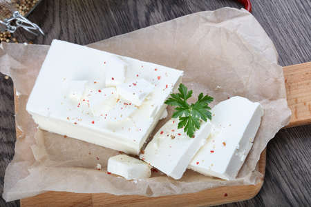 Feta cheese with spices ready for eat