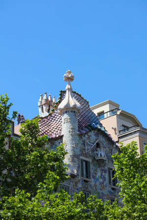BARCELONA - APR 24: Casa Batllo on April 24, 2016 in Barcelona, Spain. This famous building was designed by Antoni Gaudi and is one of the most visited of the cityのeditorial素材