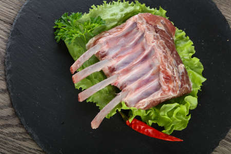 Lamb Frenched Rack 4 rib boneの写真素材