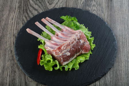Lamb Frenched Rack 4 rib boneの写真素材