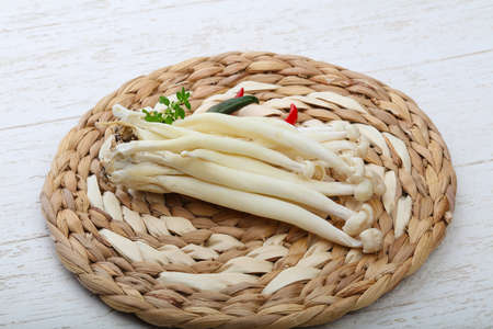 Japanese mushroom - enoki raw food ready for cookingの写真素材