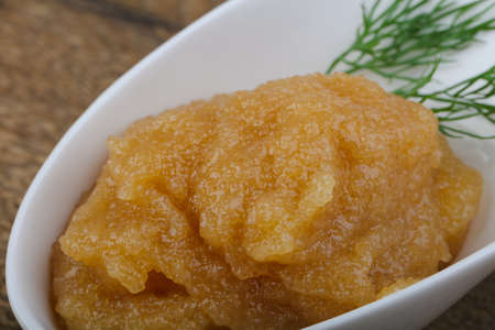 Herring roe with dill on the plate