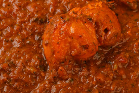 Indian traditional cuisine - Masala chicken with spicesの写真素材