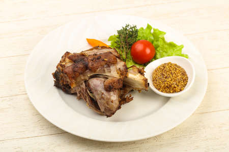 Roasted pork knee with dijon mustard sauceの写真素材