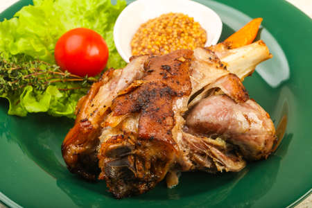 Roasted pork knee with dijon mustard sauceの写真素材