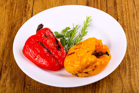 Grilled Bell Peppers with rosemary and parsleyの写真素材